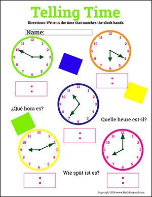 telling time worksheet with clock hands