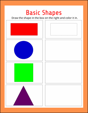 draw the basic shapes worksheet for kindergarten