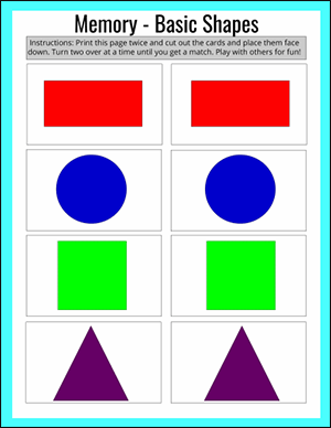 basic shapes memory game printable