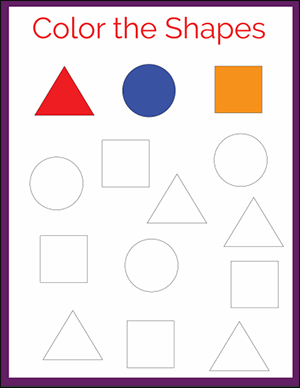 color the shapes free math worksheet