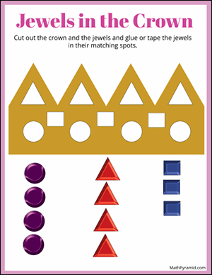 cut out the jewels for the crown shapes worksheet