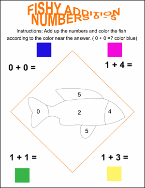 fishy color by number math worksheet