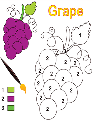 grapes color by number math worksheet