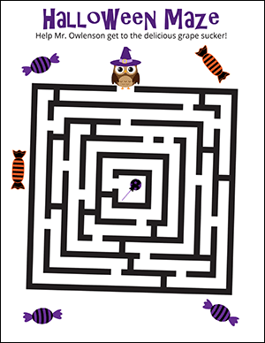 free printable Halloween math worksheet maze