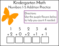 butterfly addition kindergarten math problems