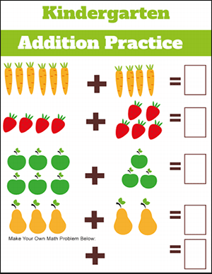 kindergarten addition worksheet with vegetables