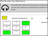 Online Math Game to practice the number 5