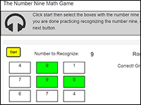 Online Math Game to practice the number 9