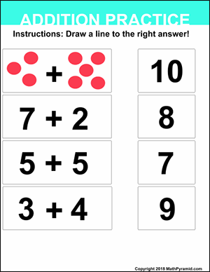 numbers 6 – 10 addition worksheet
