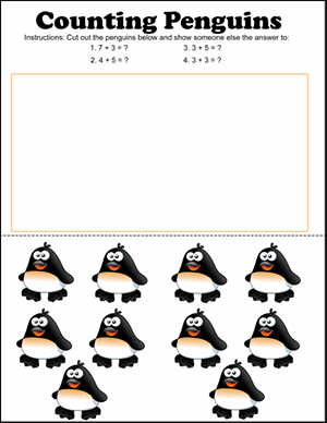 penguin counting math game for kindergarten student