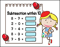 subtraction worksheet – kindergarten math problems
