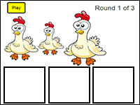 Sort chickens by smallest to biggest Free Kindergarten Math Game