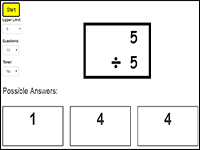 Timed Division Flashcard Game up to double digits