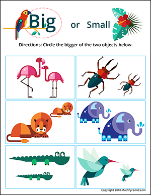 Big vs Small Worksheets  Kindergarten Math Curriculum