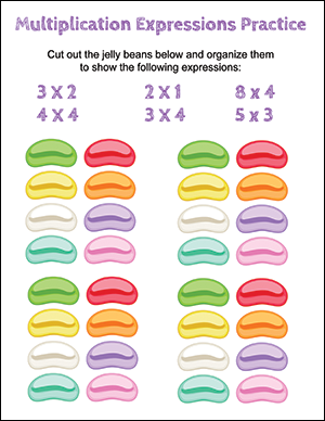 jelly bean multiplication expressions worksheet