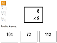 Timed Multiplication Flashcard Game up to double digits