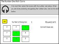 Online Math Game to practice the number 1