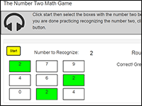 Online Math Game to practice the number 2