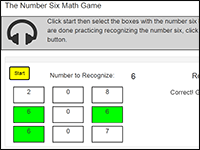 Online Math Game to practice the number 6