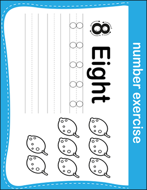 writing practice worksheet for the number 8