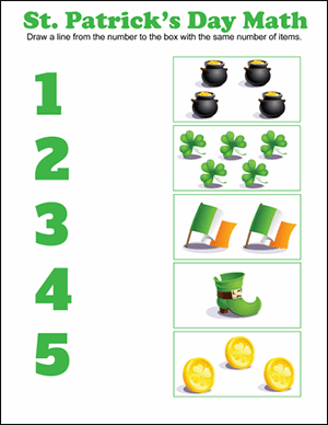 matching st patrick’s day math worksheet