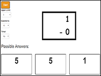 Timed Subtraction Flashcard Game up to double digits