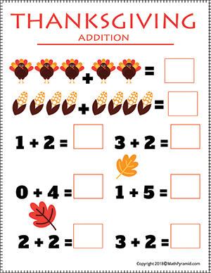 thanksgiving math worksheet with addition