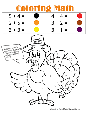 thanksgiving math coloring worksheet
