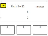 Play timed subtraction basic math facts game for numbers under 5