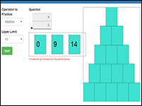 Tower online math game to practice addition, subtraction, multiplication and division