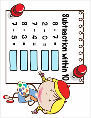 subtraction worksheet for numbers under 10