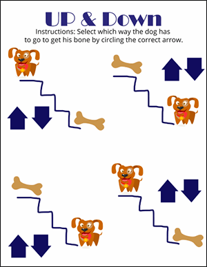 dog up and down math worksheet